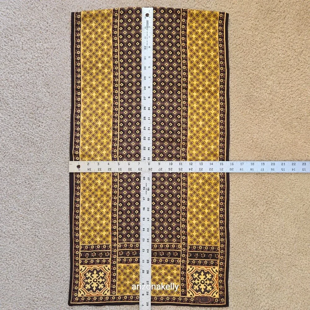 Unused Oscar de la Renta Silk Oblong Scarf Yellow Brown Flowers - Picture 13 of 15